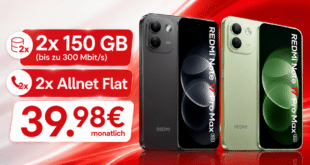 2x Xiaomi Redmi Note 17 Pro Max für einmalig 9€ mit 2x 150GB Allnet Flat nur 39.98€ monatlich