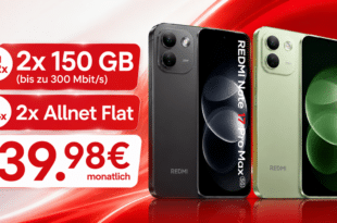 2x Xiaomi Redmi Note 17 Pro Max für einmalig 9€ mit 2x 150GB Allnet Flat nur 39.98€ monatlich