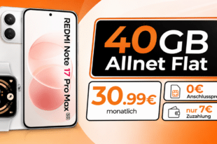 Xiaomi Redmi Note 17 Pro Max & Redmi Watch 6 mit 40GB Allnet Flat nur 30.99€ monatlich