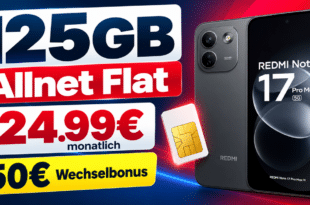 Xiaomi Redmi Note 17 Pro Max mit 125GB Allnet Flat & 50€ Wechselbonus nur 24.99€ monatlich