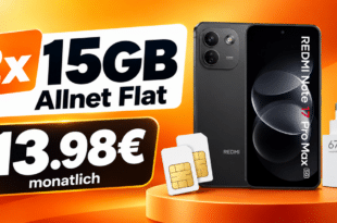 Xiaomi Redmi Note 17 Pro Max & Xiaomi 67W HyperCharge für einmalig 39€ mit 2x 15GB Allnet Flat nur 13.98€ monatlich