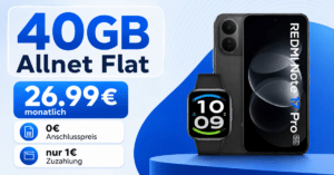 Xiaomi Redmi Note 17 Pro & Redmi Watch 6 Active mit 40GB Allnet Flatrate nur 26.99€ monatlich