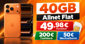 iPhone 17 Pro für einmalig 149€ mit 40GB Allnet Flatrate & 50€ Wechselbonus & 200€ Cashback nur 49.98€ monatlich
