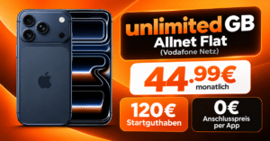 iPhone 17 Pro für einmalig 289€ mit Vodafone unlimited Allnet Flat & 120€ Startguthaben nur 44.99€ monatlich
