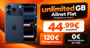 iPhone 17 Pro für einmalig 289€ mit Vodafone unlimited Allnet Flat & 120€ Startguthaben nur 44.99€ monatlich