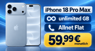 iPhone 18 Pro Max mit Vertrag - 256GB mit o2 unlimited Allnet Flat für 59.99€ monatlich