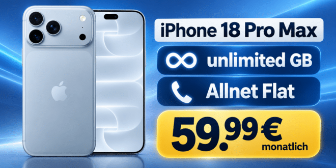 iPhone 18 Pro Max mit Vertrag - 256GB mit o2 unlimited Allnet Flat für 59.99€ monatlich