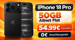 iPhone 18 Pro für einmalig 300€ mit 50GB Allnet Flat für 54.99€ monatlich - 0€ Anschlusspreis