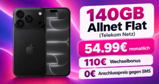iPhone 18 Pro für einmalig 399€ mit 140GB Allnet Flat & 110€ Wechselbonus für 54.99€ monatlich