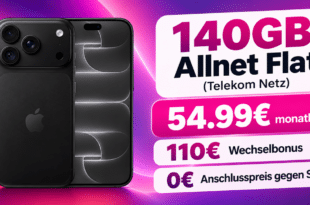 iPhone 18 Pro für einmalig 399€ mit 140GB Allnet Flat & 110€ Wechselbonus für 54.99€ monatlich