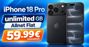 iPhone 18 Pro mit Vertrag - 256GB einmalig 300€ mit o2 unlimited Allnet Flat für 59.99€ monatlich