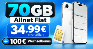 iPhone Air für einmalig 259€ mit 70GB Allnet Flat & 100€ Wechselbonus nur 34.99€ monatlich