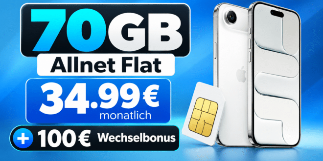 iPhone Air für einmalig 259€ mit 70GB Allnet Flat & 100€ Wechselbonus nur 34.99€ monatlich