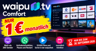waipu.tv startet 1-Euro-Aktion für das Comfort-Paket