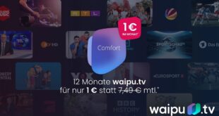 waipu.tv Comfort aktuell für nur 1 € pro Monat