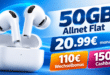 AirPods Pro 3 mit 50GB Allnet Flat & 110€ Wechselbonus & 150€ Cashback nur 20.99€ monatlich