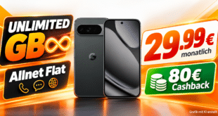 Google Pixel 10 Pro XL für einmalig 99€ mit o2 unlimited Allnet Flat & 80€ Cashback nur 29.99€ monatlich