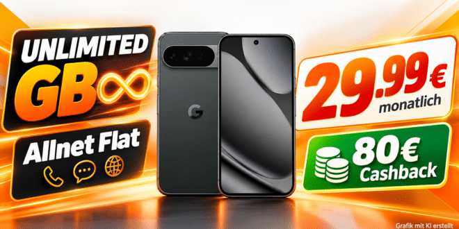 Google Pixel 10 Pro XL für einmalig 99€ mit o2 unlimited Allnet Flat & 80€ Cashback nur 29.99€ monatlich