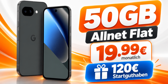 Google Pixel 10a für einmalig 100€ mit 50GB Allnet Flat & 120€ Startguthaben nur 19.99€ monatlich