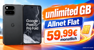 Google Pixel 11 Pro Fold für einmalig 779€ mit o2 unlimited Allnet Flat für 59.99€ monatlich
