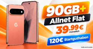Google Pixel 11 Pro für einmalig 100€ mit 90GB+ Allnet Flat & 120€ Startguthaben nur 39.99€ monatlich