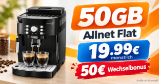 De’Longhi Magnifica S Kaffeevollautomat mit 50GB Allnet Flat & 50€ Wechselbonus für 19.99€ monatlich