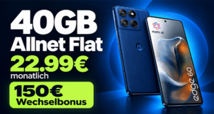 Motorola Edge 60 mit 40GB Allnet Flat & 150€ Wechselbonus nur 22.99€ monatlich