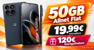 Motorola edge 70 fusion mit 50GB Allnet Flat & 120€ Startguthaben nur 19.99€ monatlich