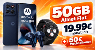 Motorola Moto G87 & Moto Buds 2 Plus & Moto Watch mit 50GB Allnet Flat & 50€ Wechselbonus nur 19.99€ monatlich