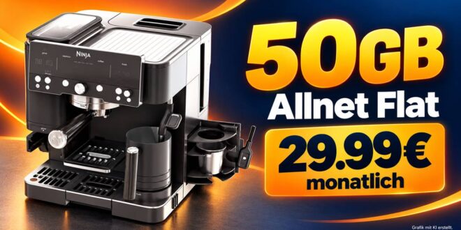SharkNinja Luxe Café Premier Kaffeemaschine für einmalig 70€ mit 50GB Allnet Flat nur 29.99€ monatlich