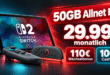 Nintendo Switch 2 mit austauschbarem Akku mit 50GB Allnet Flat & 110€ Wechselbonus & 100€ Cashback nur 29.99€ monatlich