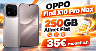 OPPO Find X10 Pro Max für einmalig 899€ mit 250GB Allnet Flat für 35€ monatlich