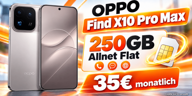 OPPO Find X10 Pro Max für einmalig 899€ mit 250GB Allnet Flat für 35€ monatlich