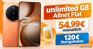 OPPO Find X9 Ultra für einmalig 469€ mit Vodafone unlimited Allnet Flat & 120€ Startguthaben für 54.99€ monatlich