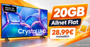 Samsung 55 Zoll UHD TV mit 20GB Allnet Flat für 28.99€ monatlich