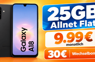 Samsung Galaxy A18 für einmalig 29€ mit 25GB Allnet Flat & 30€ Wechselbonus nur 9.99€ monatlich