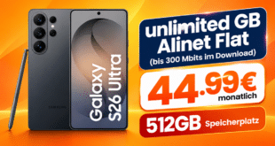 Samsung Galaxy S26 Ultra 512GB für einmalig 149€ mit o2 unlimited Allnet Flat nur 44.99€ monatlich