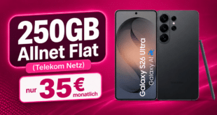 Samsung Galaxy S26 Ultra für einmalig 279€ mit 250GB Allnet Flatrate nur 35€ monatlich