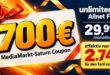 o2 unlimited GB Allnet Flat mit 700€ MediaMarkt-Saturn Coupon nur 29.99€ monatlich