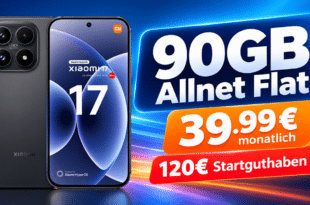 Xiaomi 17 für einmalig 109€ mit 90GB+ Allnet Flat & 120€ Startguthaben nur 39.99€ monatlich
