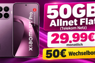 Xiaomi 17T Pro für einmalig 79€ mit 50GB Allnet Flat & 50€ Wechselbonus nur 29.99€ monatlich