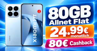 Xiaomi 17T für einmalig 49€ mit 80GB Allnet Flat & 80€ Cashback nur 24.99€ monatlich