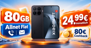Xiaomi 17T mit 80GB Allnet Flat & 80€ Cashback nur 24.99€ monatlich