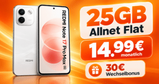 Xiaomi Redmi Note 17 Pro Max für einmalig 69€ mit 25GB Allnet Flat & 30€ Wechselbonus nur 14.99€ monatlich