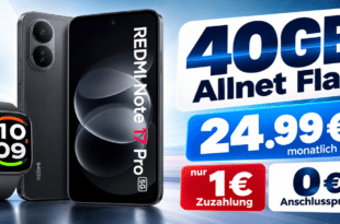 Xiaomi Redmi Note 17 Pro & Redmi Watch 6 Active mit 40GB Allnet Flatrate nur 24.99€ monatlich