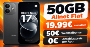 Xiaomi Redmi Note 17 Pro für einmalig 1€ mit 50GB Allnet Flat & 50€ Wechselbonus nur 19.99€ monatlich