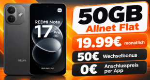 Xiaomi Redmi Note 17 Pro für einmalig 1€ mit 50GB Allnet Flat & 50€ Wechselbonus nur 19.99€ monatlich