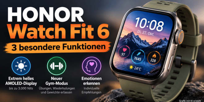 HONOR Watch Fit 6: Neue Smartwatch mit 3.000 Nits, Gym-Modus und Emotionserkennung