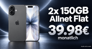 iPhone 17 für einmalig 99€ mit 2x 150GB Allnet Flat nur 39.98€ monatlich