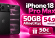 iPhone 18 Pro Max für einmalig 299€ mit 50GB Allnet Flat & 50€ Wechselbonus nur 54.98€ monatlich